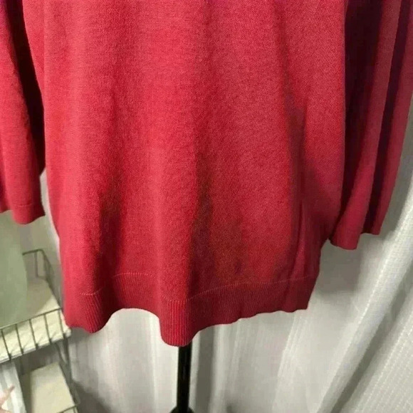 Chicos Women’s 2 US L Christmas Red Blouse Turtleneck Long Sleeve Tunic Top - Picture 3 of 13